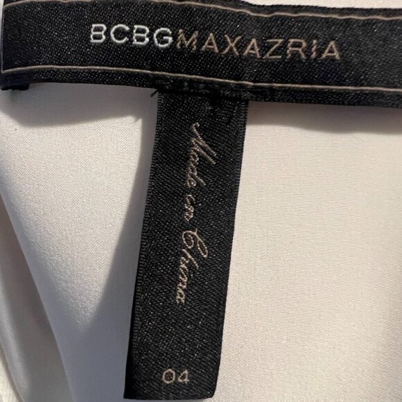 BCBGMaxAzria "Adelyn" Off White Sleeveless Pleated Skirt Lace Trim Dress, Size 4 - Picture 14 of 16